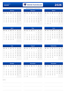 Printable calendar 2026, portrait, without holidays