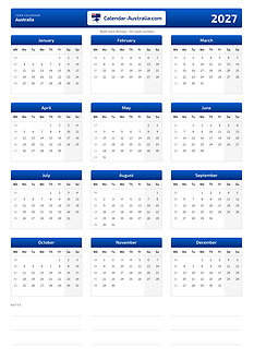 Printable calendar 2027, portrait, without holidays
